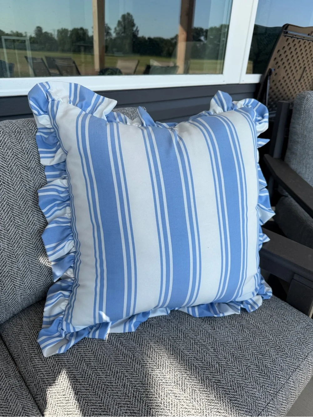 Nautica Blue and White Striped Pillow Cover